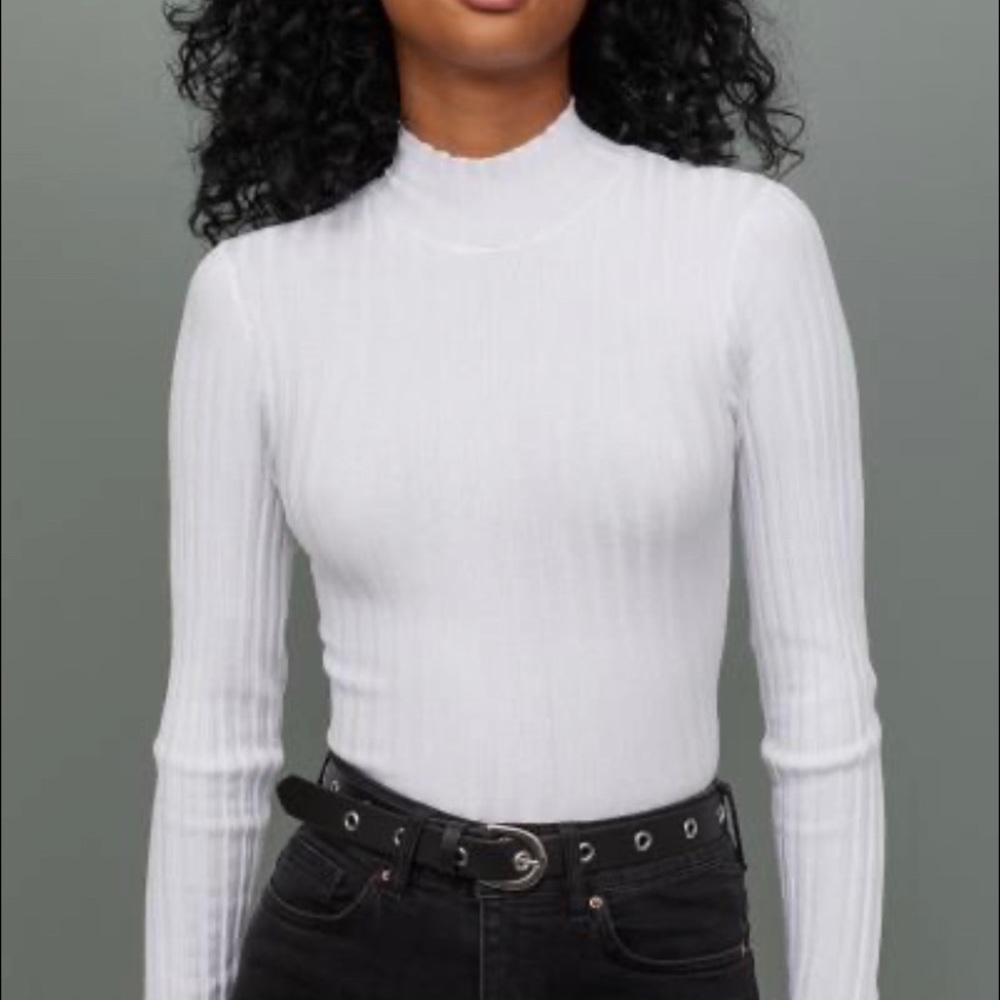 white striped turtleneck